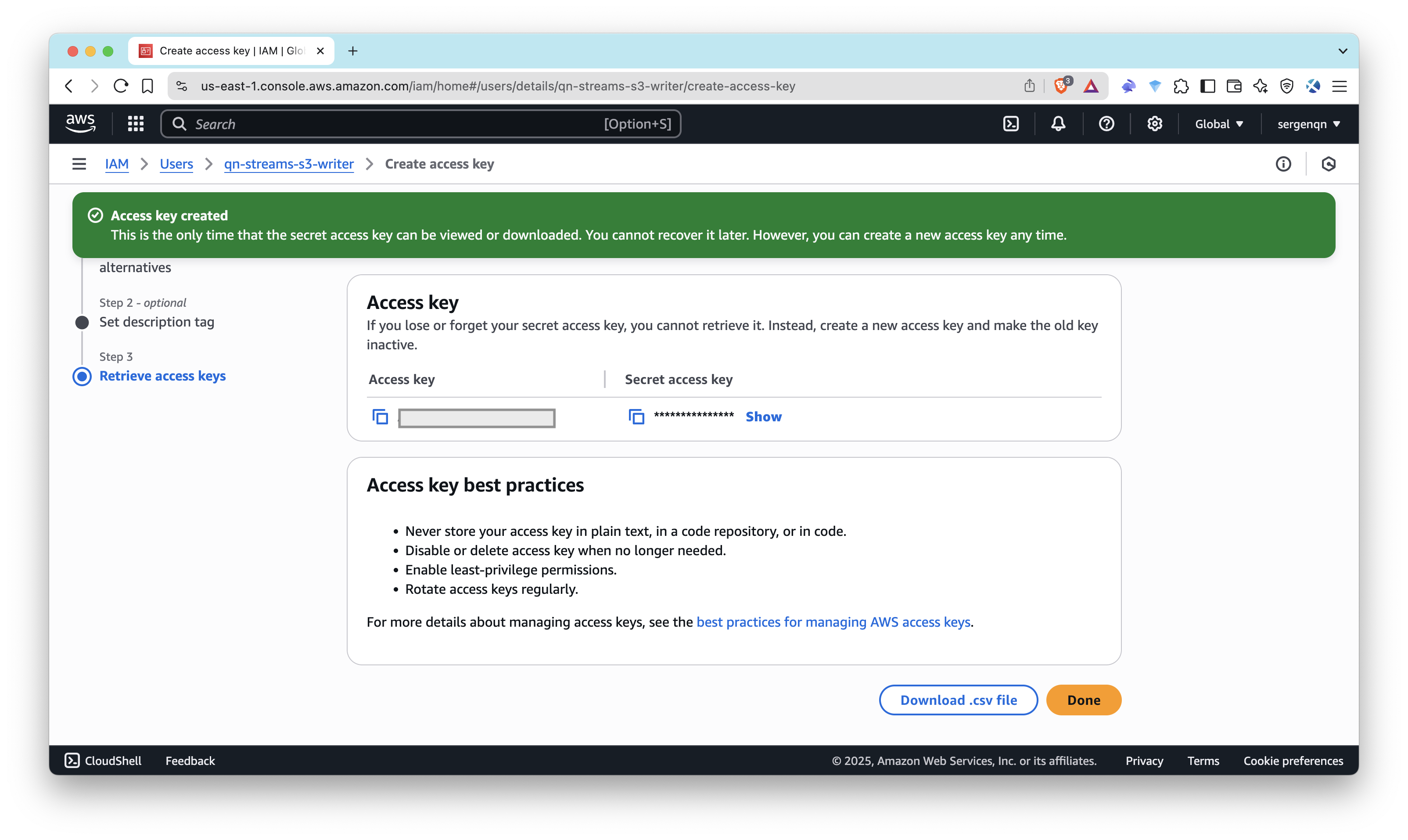 Amazon S3 - Access Keys