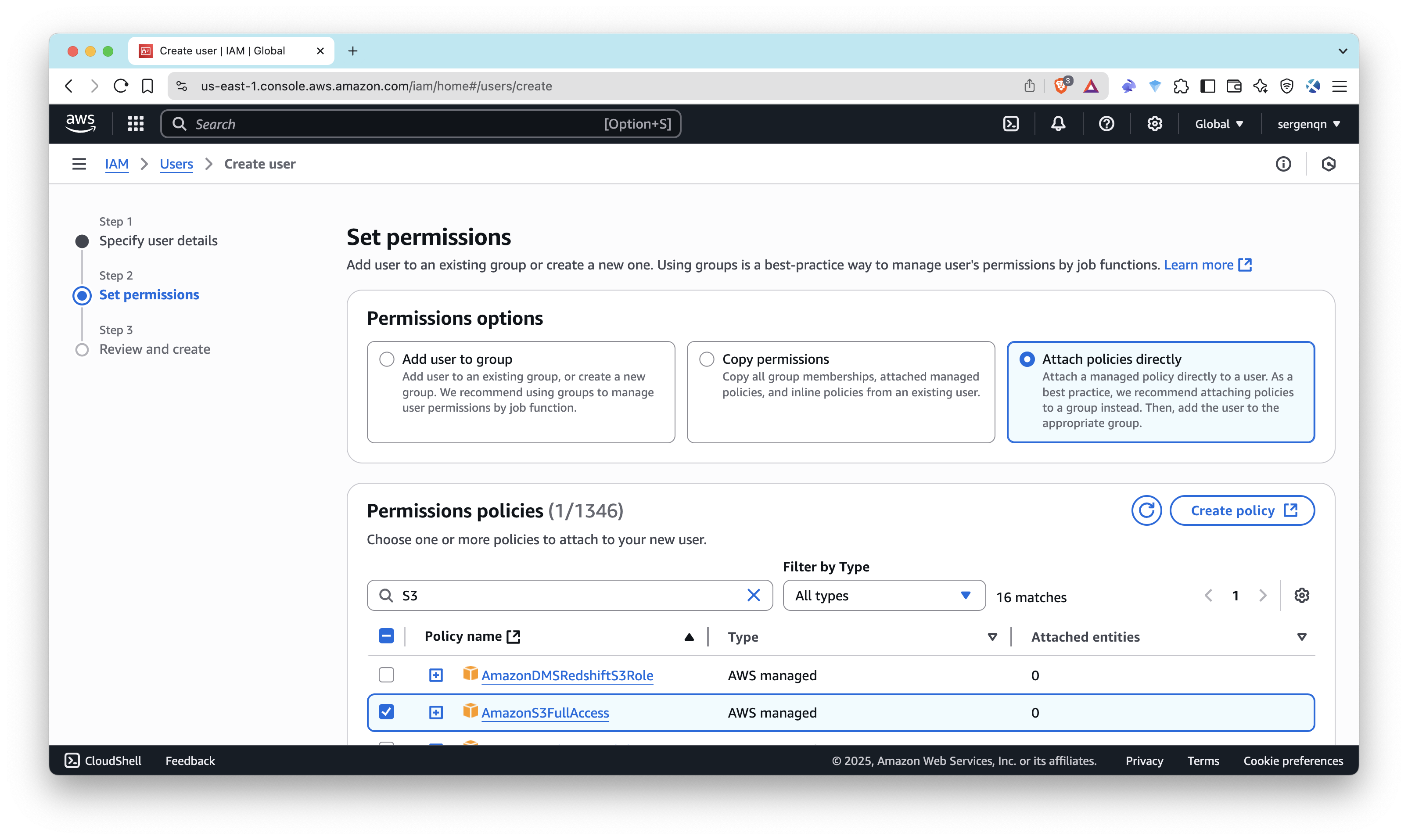 Amazon S3 - Attach Policy