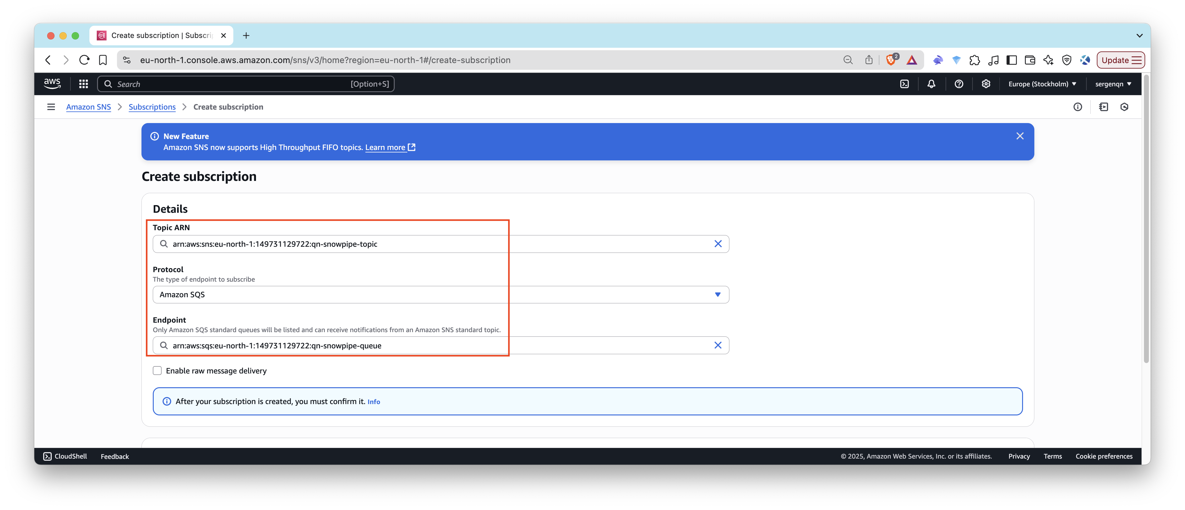 AWS - Subscribe SQS to SNS