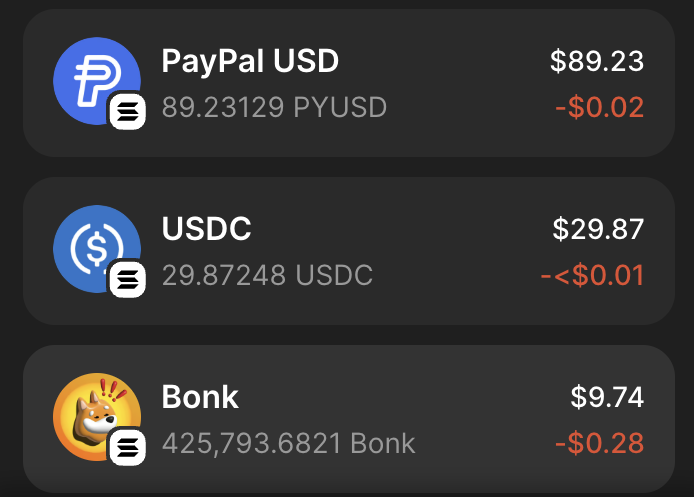 Solflare Token Balances