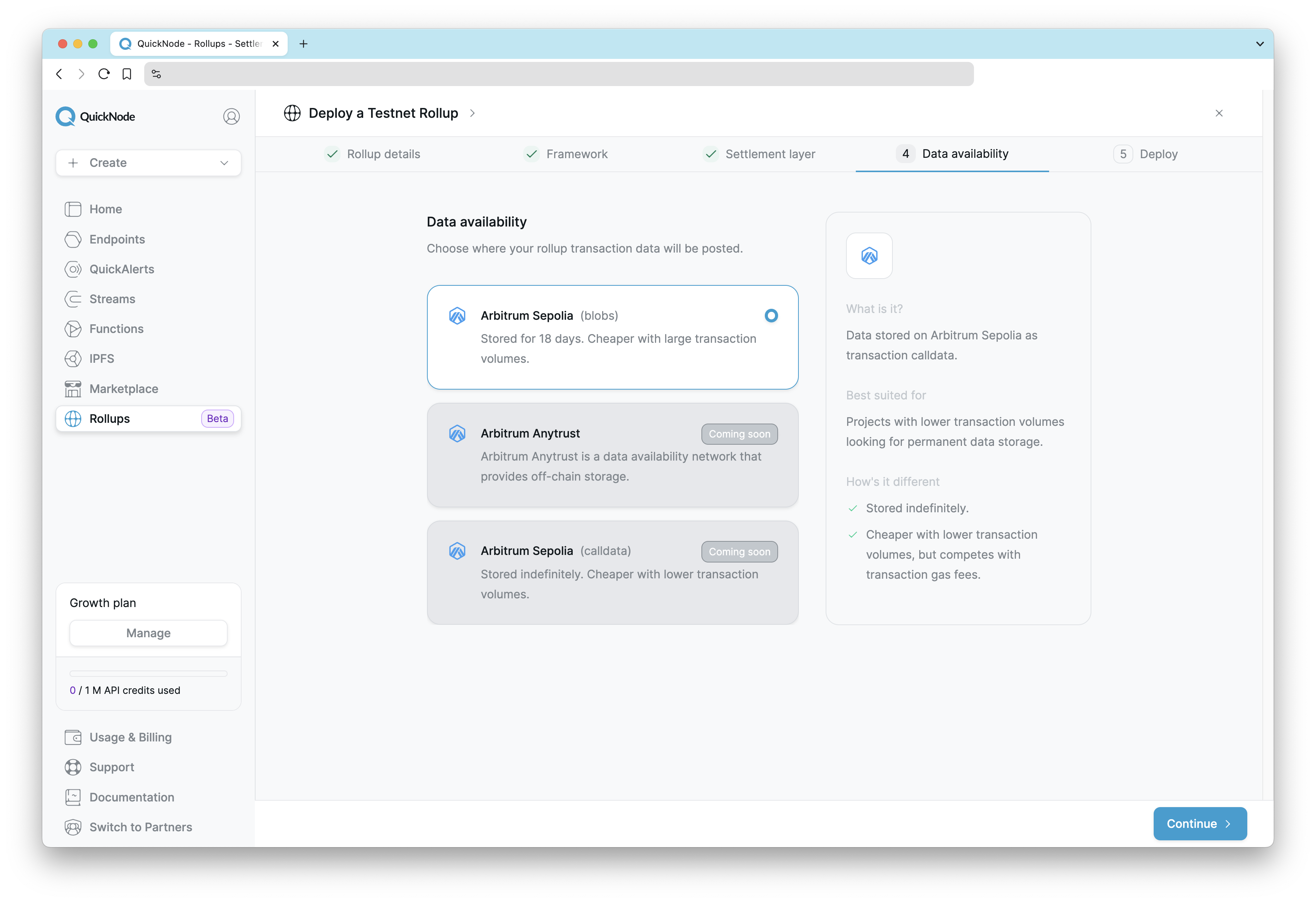 RaaS Dashboard - Data Availability Selection