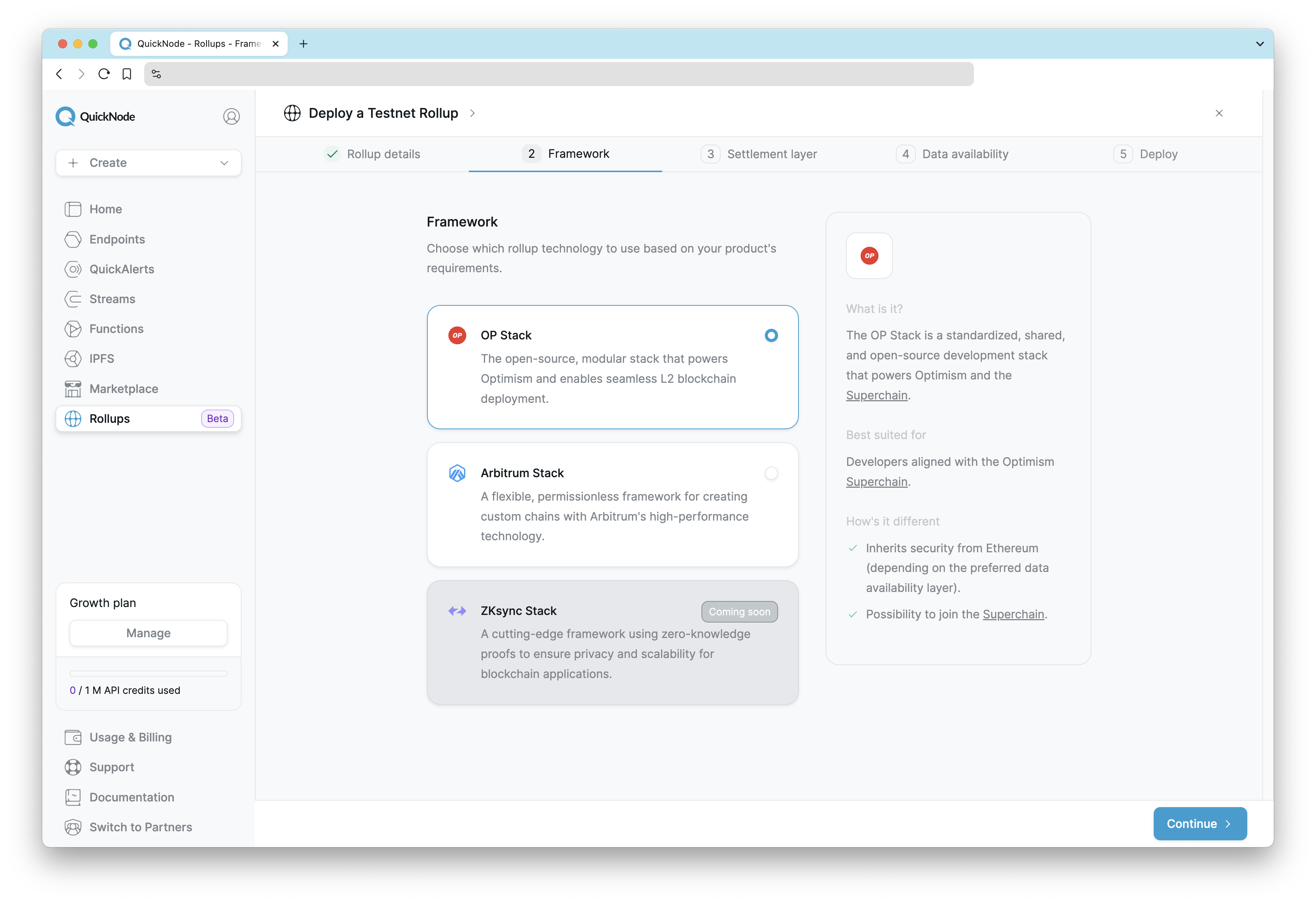 RaaS Dashboard - Framework Selection