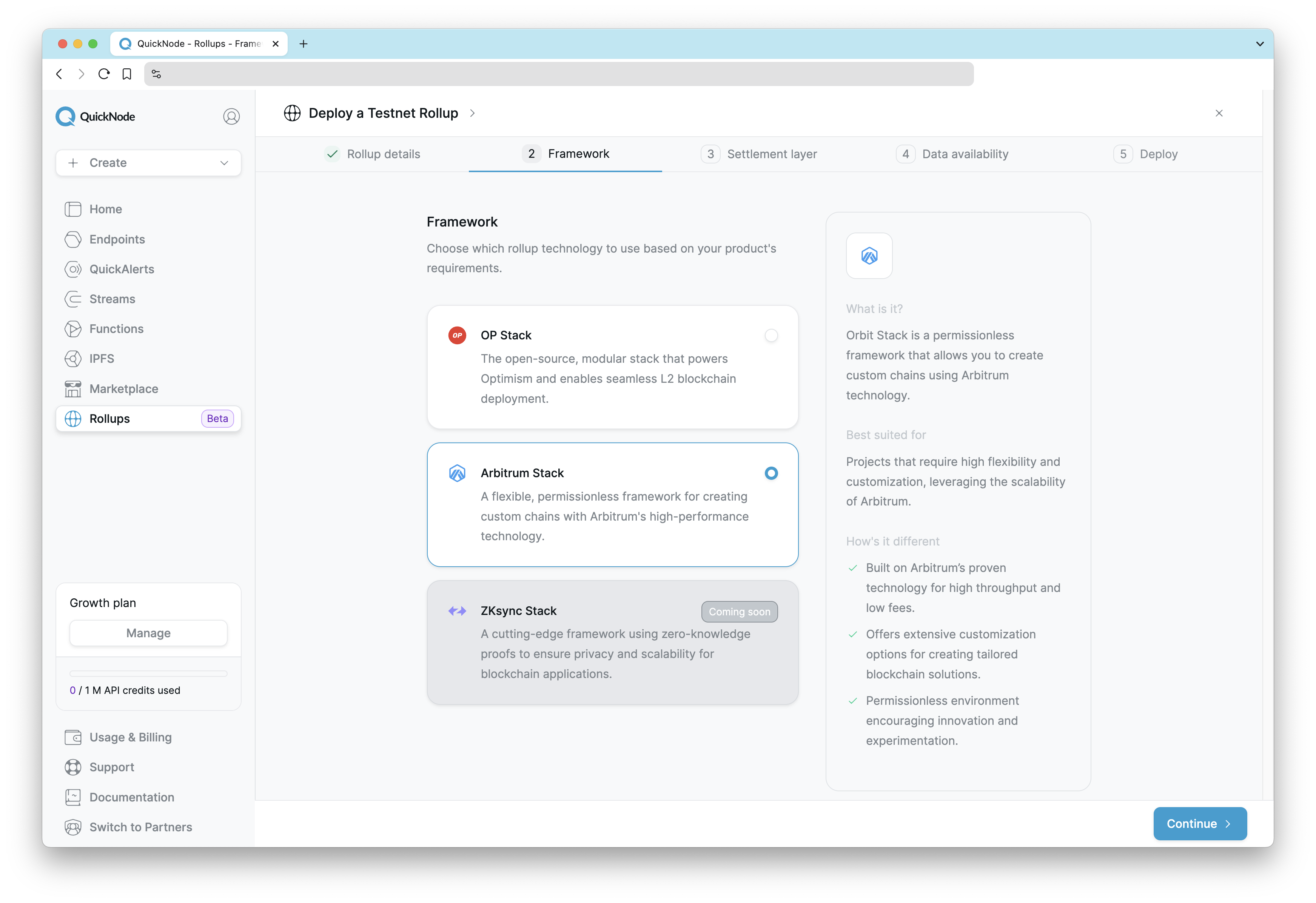 RaaS Dashboard - Framework Selection