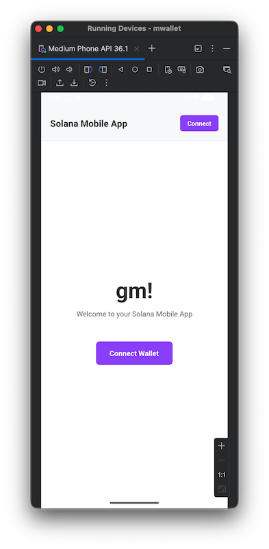 Home screen with Connect button