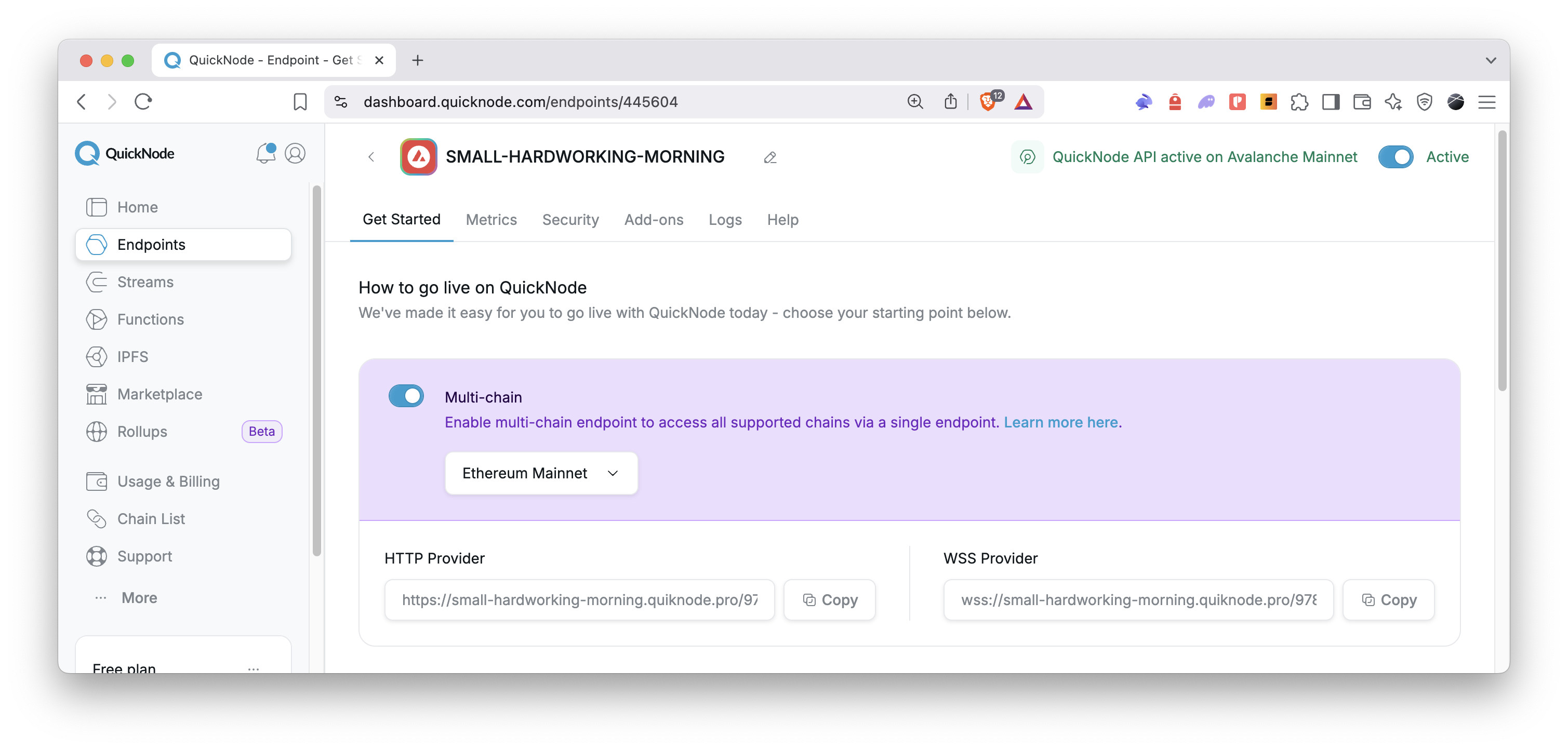 Quicknode Multichain Endpoint