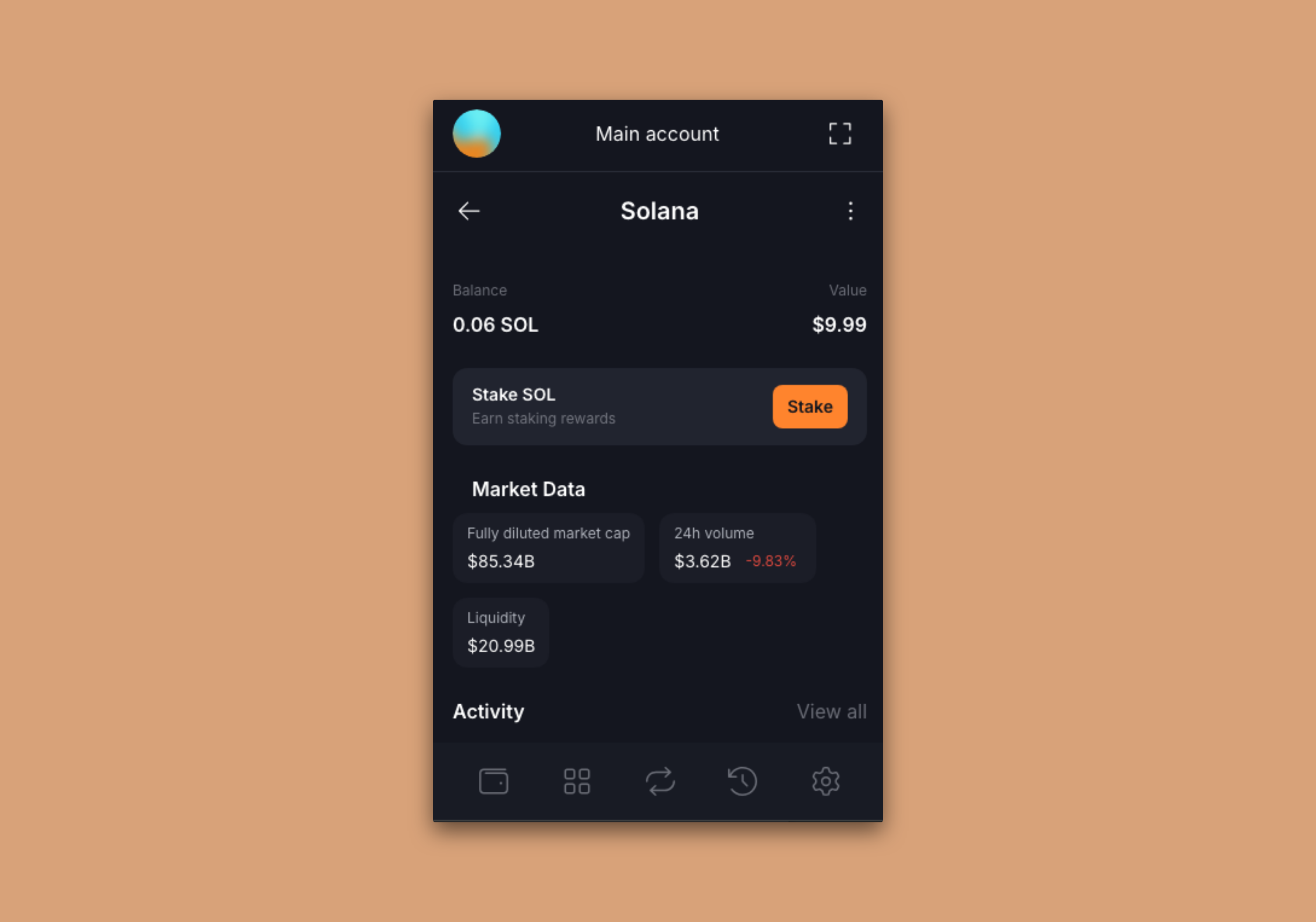 Solflare Wallet Stake Button