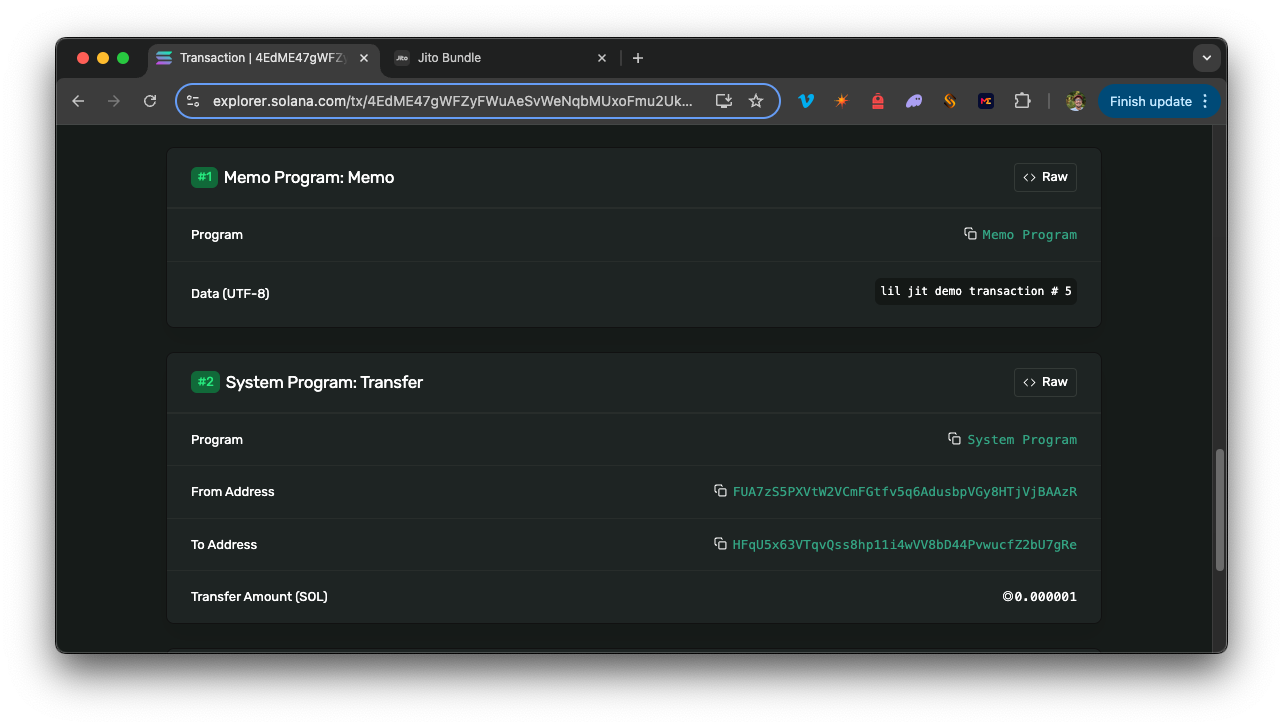 5th Transaction - Solana Explorer