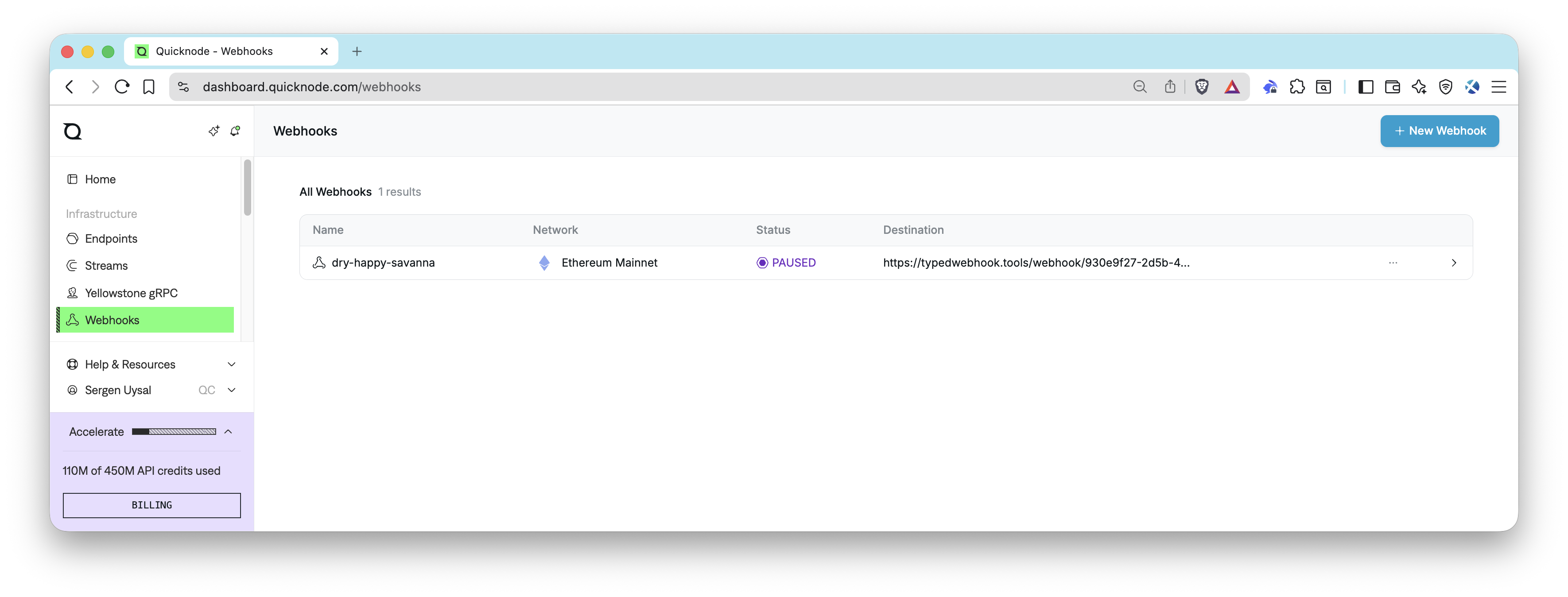 Webhooks - Active Webhook